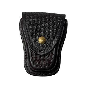 Aker Mahogany Brown Basket Weave Leather Handcuff Belt Case
